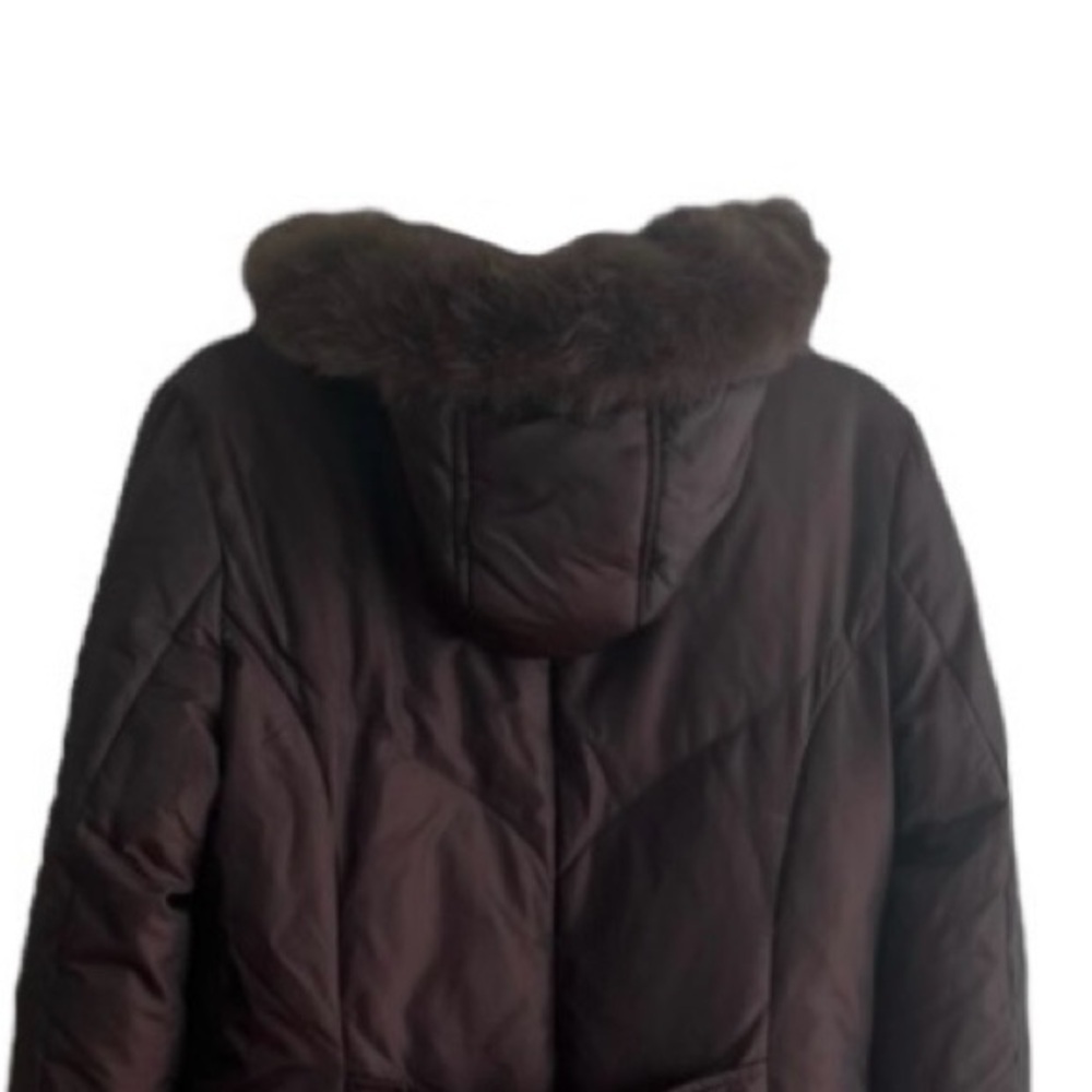 Via Spiga | Long Puffer Coat | Brown Fur Hooded Jacket | Women’s Size Small - Picture 7 of 13